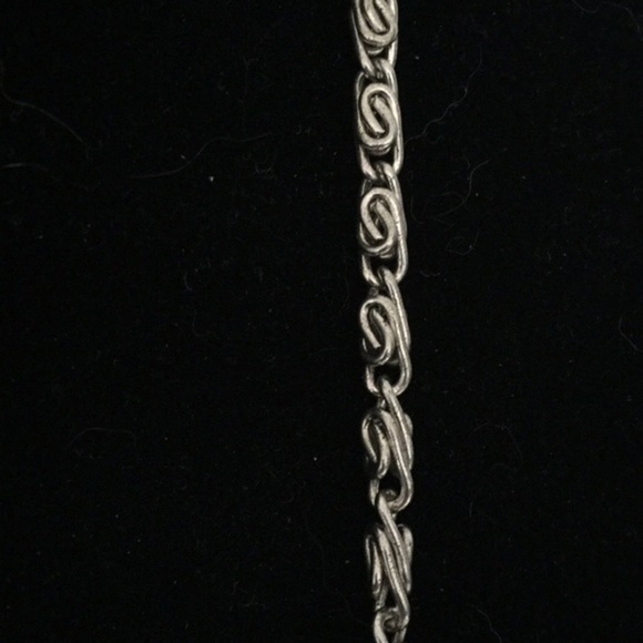 $49 SALE Handmade Snowflake Obsidian Statement Necklace Textured Chain Boho - Picture 4 of 6